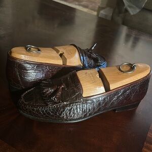 Elegant Brown Crocodile Loafers